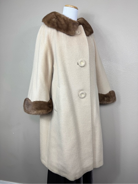 Forstmann Jackets & Blazers - Forstmann tan Wool Penny Lane Coat Real Mink Fur Trim